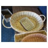 Wine Glasses, Vases, Misc. Wicker Baskets