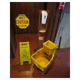 Mop Bucket, Wet Floor Signs, Hand Sanitizer Station