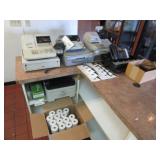 Cash Registers, (2) Boxes Receipt Paper Rolls, Phone, Credit Card Reader, Fax Machine