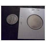 1917 S Mercury Dime & Blank Strike Quarter