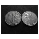 1944 S & 1945 D Walking Liberty Half Dollars