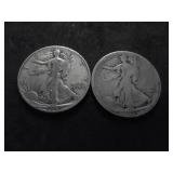 1917 D Obverse Mint Mark & 1941 Walking Liberty Half Dollars