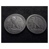 1917 D Obverse Mint Mark & 1941 Walking Liberty Half Dollars