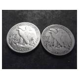 1927 S & 1928 S Walking Liberty Half Dollars