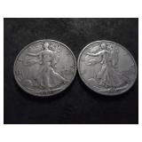 1947 D  & 1947 D Walking Liberty Half Dollars
