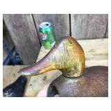 3 Vintage Wooden Duck Decoys - Glass Eyes