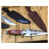 3 Larger Hunting Knives - Sheaths