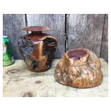 Beautiful Burl Vase & Covered Box