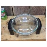 Classic PYREX #024 Clear Round Glass Casserole with Stand!