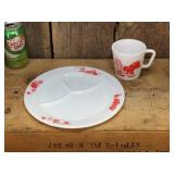 Nifty PYREX Red Circus Plate & Mug - Nice!