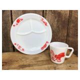 Nifty PYREX Red Circus Plate & Mug - Nice!