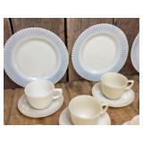 Vintage Fire King 25 Pc Ivory/Custard Plates - Cup/Saucers