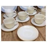 Vintage Fire King 25 Pc Ivory/Custard Plates - Cup/Saucers