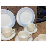 Vintage Fire King 25 Pc Ivory/Custard Plates - Cup/Saucers