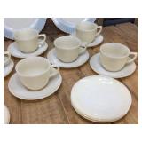 Vintage Fire King 25 Pc Ivory/Custard Plates - Cup/Saucers