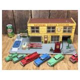Vintage "Keystone Service Station" Toy Set with Cars