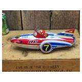 Tin Friction Toy Rocket Car - Works