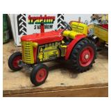 Tin Zetor Tractor and Trailer Wind-Up Toy with Box