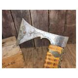 Unique Tooled Axe-Theme Walking Stick - 35"