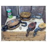 4 Antique Barn Pulley/Blocks