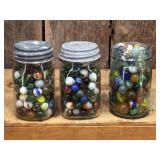 3 Jars of Marbles - Shooters - Cat Eyes - Some Good Ones?