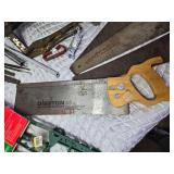 Huge Lot of Tools and Other Items - Hand Saws, Xmas Light Cord HOlders, Miter Box