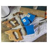 Huge Lot of Tools and Other Items - Hand Saws, Xmas Light Cord HOlders, Miter Box