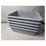 Lot of 5 Heavy Plastic Bus Bins for Storage and Organizing
