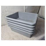 Lot of 5 Heavy Duty Plastic Bus Bins for Storage and Organizing