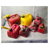 Large Lot of Various Sized Gas Cans