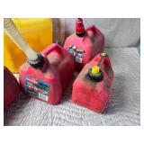 Large Lot of Various Sized Gas Cans