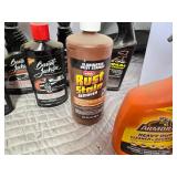 Tote of Misc. Fluids: Spray Paint, Lubricant, Cleaner and More