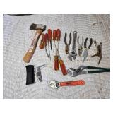 Hatchet, Stanley Screwdrivers, Pliers, Adjustable Wrench and More