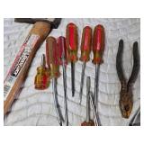 Hatchet, Stanley Screwdrivers, Pliers, Adjustable Wrench and More