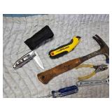 Misc Lot of Tools: Hammer, Pocket Knife, Screwdrivers, Pliers and More