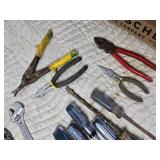 Misc Lot of Tools: Hammer, Pocket Knife, Screwdrivers, Pliers and More