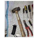 Misc. Lot of Tools: Screwdrivers, Hammer, Adjustable Wrenches, Small Pipe Wrench and More