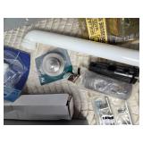 2 Plastic Bins full of Plumbing, Fasteners, Drawer Pulls and Other - Bins have cracks in bottom