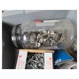 2 Plastic Bins full of Plumbing, Fasteners, Drawer Pulls and Other - Bins have cracks in bottom