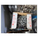 2 Plastic Bins full of Plumbing, Fasteners, Drawer Pulls and Other - Bins have cracks in bottom