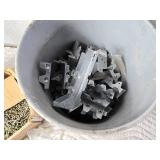 Pail of Joyce Hangers, Nearly Full Box of Screws