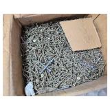 Pail of Joyce Hangers, Nearly Full Box of Screws