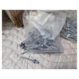 Pail of Joyce Hangers, Nearly Full Box of Screws