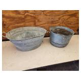 Lot of 2 Metal Flower or Plant Pots