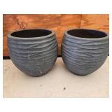 Matching Pair of Heavy Plastic Type Planters