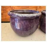 Lot of 2 Matching 15" Flower Pots - 1 is cracked down the side