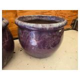 Lot of 2 Matching 15" Flower Pots - 1 is cracked down the side