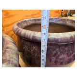 Lot of 2 Matching 15" Flower Pots - 1 is cracked down the side