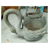 2 lg Cement swan planters