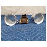 2 Aluminum 1987 Twins mugs with glass bottoms and a musical copper truck